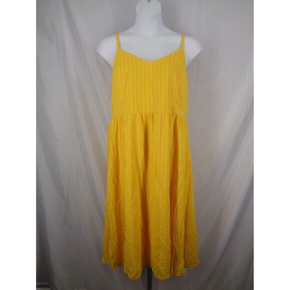 Old Navy Yellow Stripe Cami Dress Size XL Empire Waist Smocked Sleeveless New - Picture 1 of 8